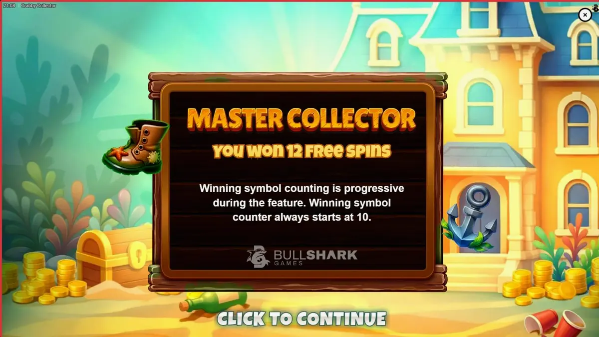 Interface do jogo de slot Crabby Collector com tema submarino e caranguejo elegante